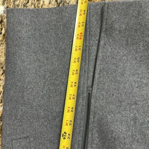 DKNY Wool Blend Asymmetrical Fleece Trimmed Coat In Gray Size 2 - Picture 9 of 13